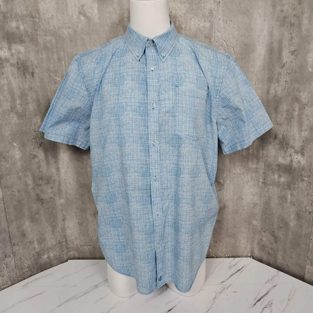 Cody James Core Mens L Blue Abstract‎ Pattern Cotton Short Sleeve Cotton Front